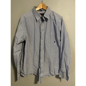 Ariat Pro Series Shirt Mens XL Blue White Striped Button Down Western Workwear
